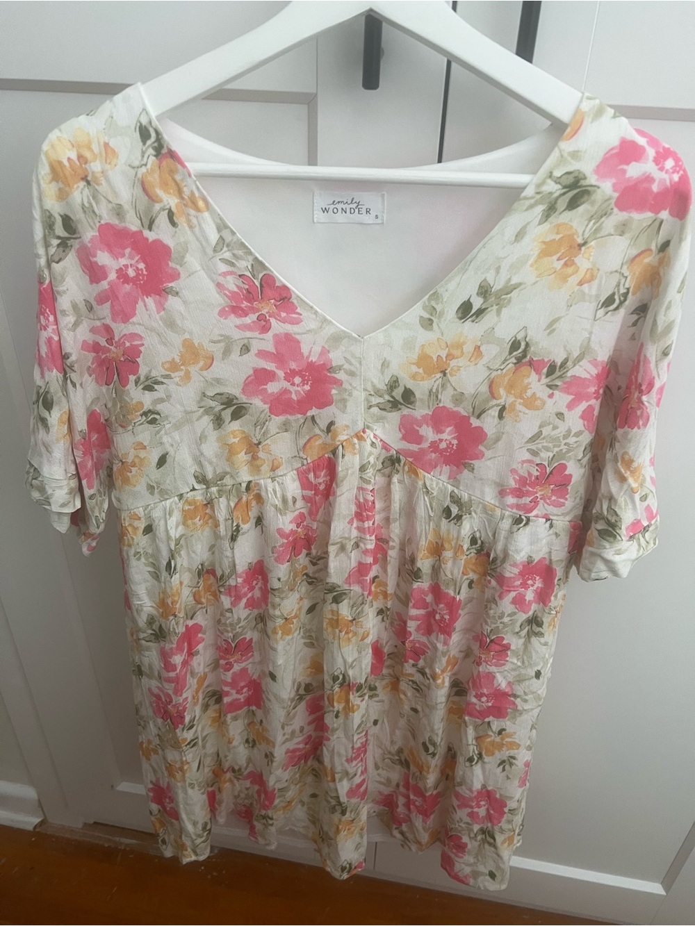 Maternity -Wonder Floral V-Neck Babydoll Dress in Pink & Yellow